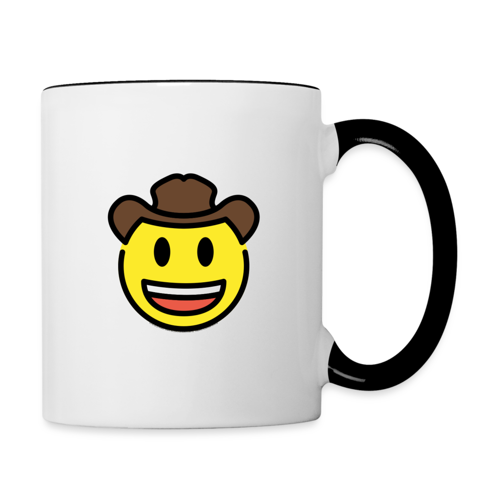 Customizable Cowboy Hat Face Moji (Two-Sided) Contrast Coffee Mug - Emoji.Express - white/black