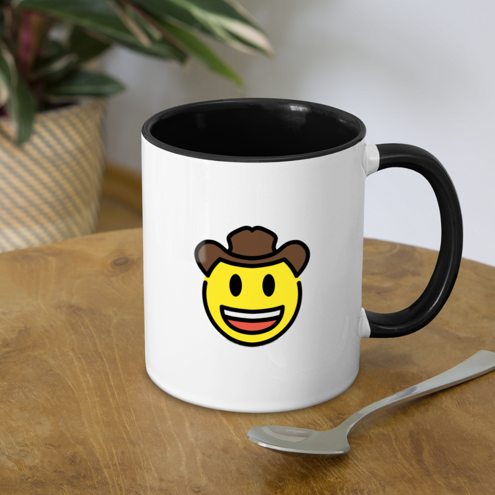 Customizable Cowboy Hat Face Moji (Two-Sided) Contrast Coffee Mug - Emoji.Express - white/black