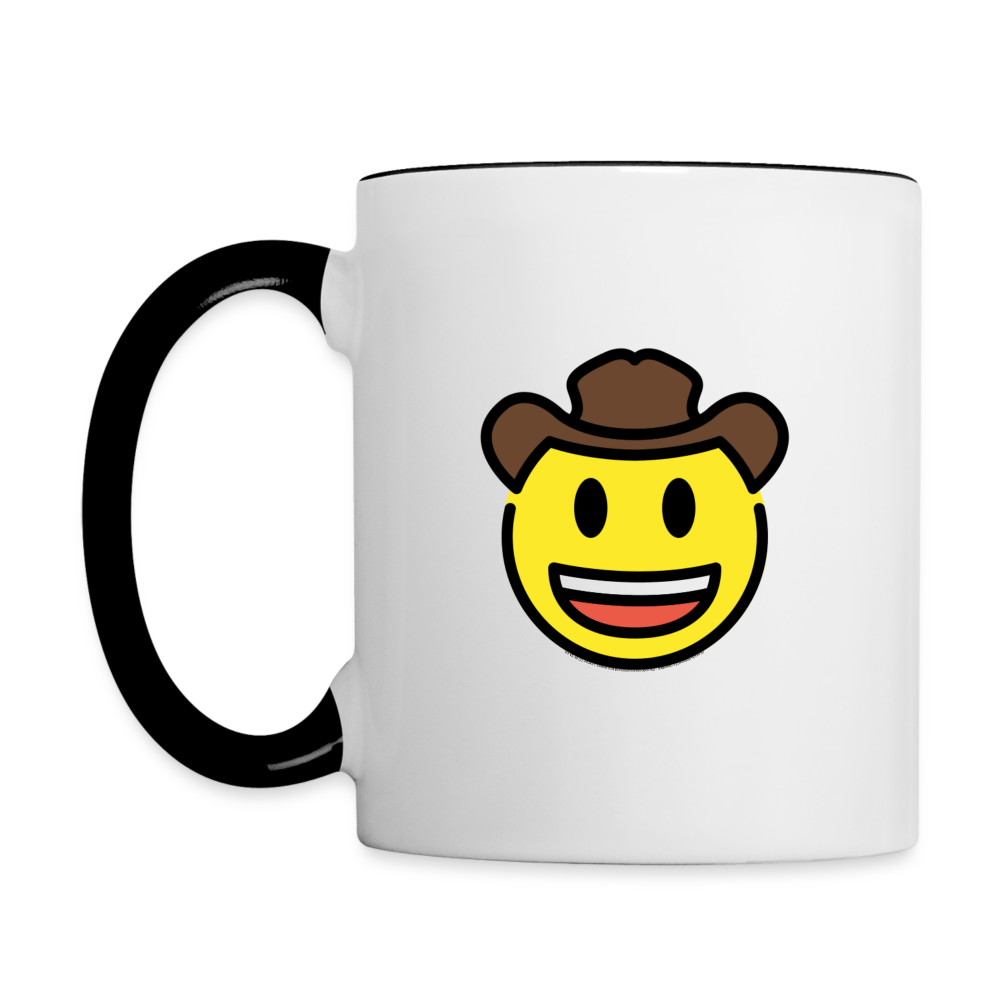 Customizable Cowboy Hat Face Moji (Two-Sided) Contrast Coffee Mug - Emoji.Express - white/black