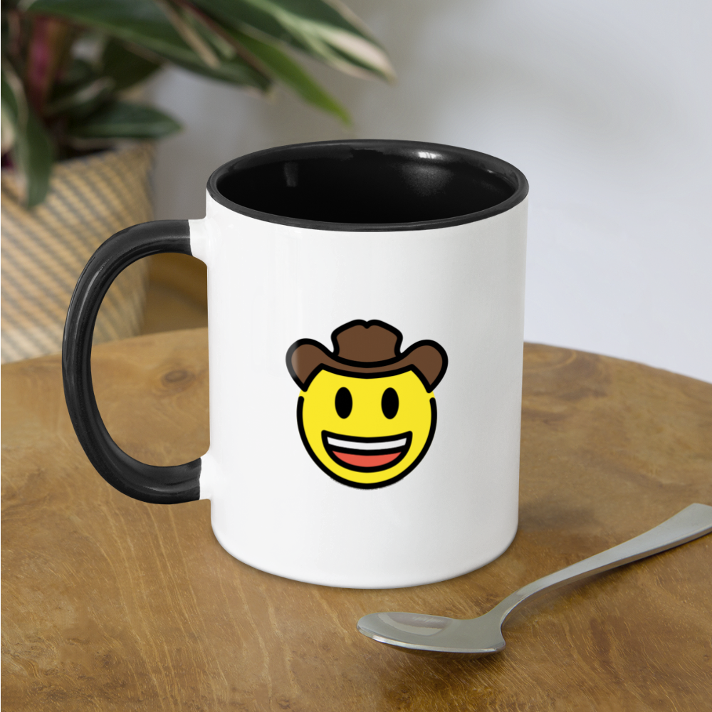 Customizable Cowboy Hat Face Moji (Two-Sided) Contrast Coffee Mug - Emoji.Express - white/black