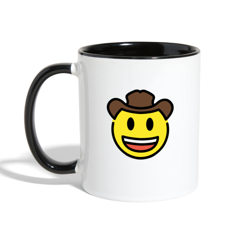 Customizable Cowboy Hat Face Moji (Two-Sided) Contrast Coffee Mug - Emoji.Express - white/black