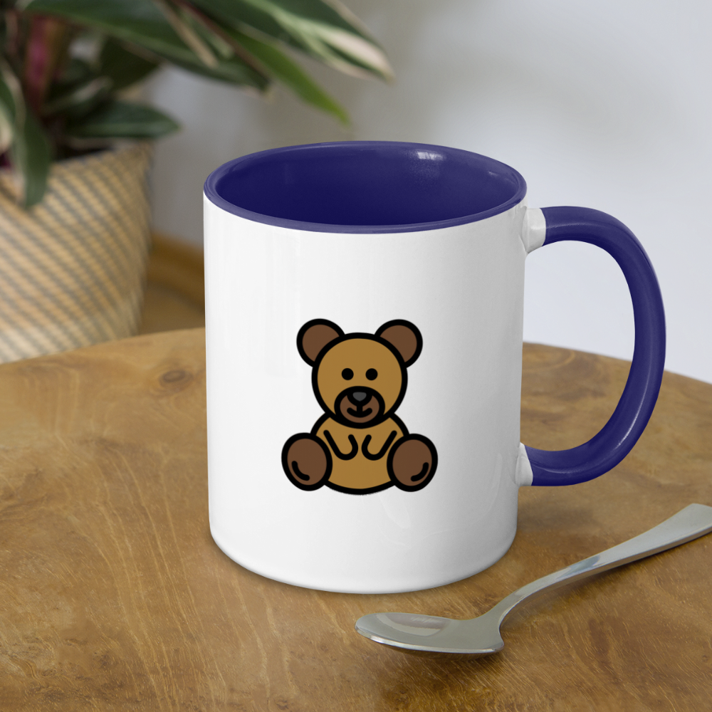 Customizable Teddy Bear Moji (Two-Sided) Contrast Coffee Mug - Emoji.Express - white/cobalt blue