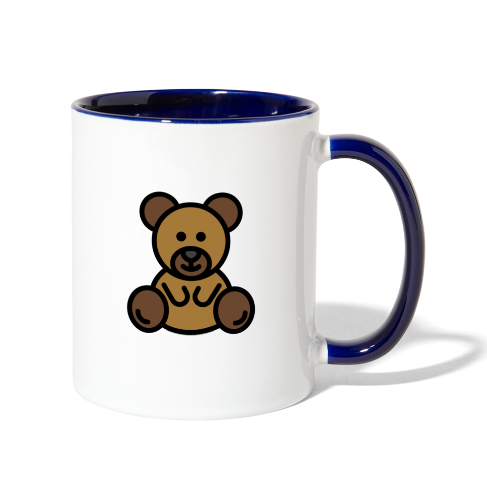 Customizable Teddy Bear Moji (Two-Sided) Contrast Coffee Mug - Emoji.Express - white/cobalt blue