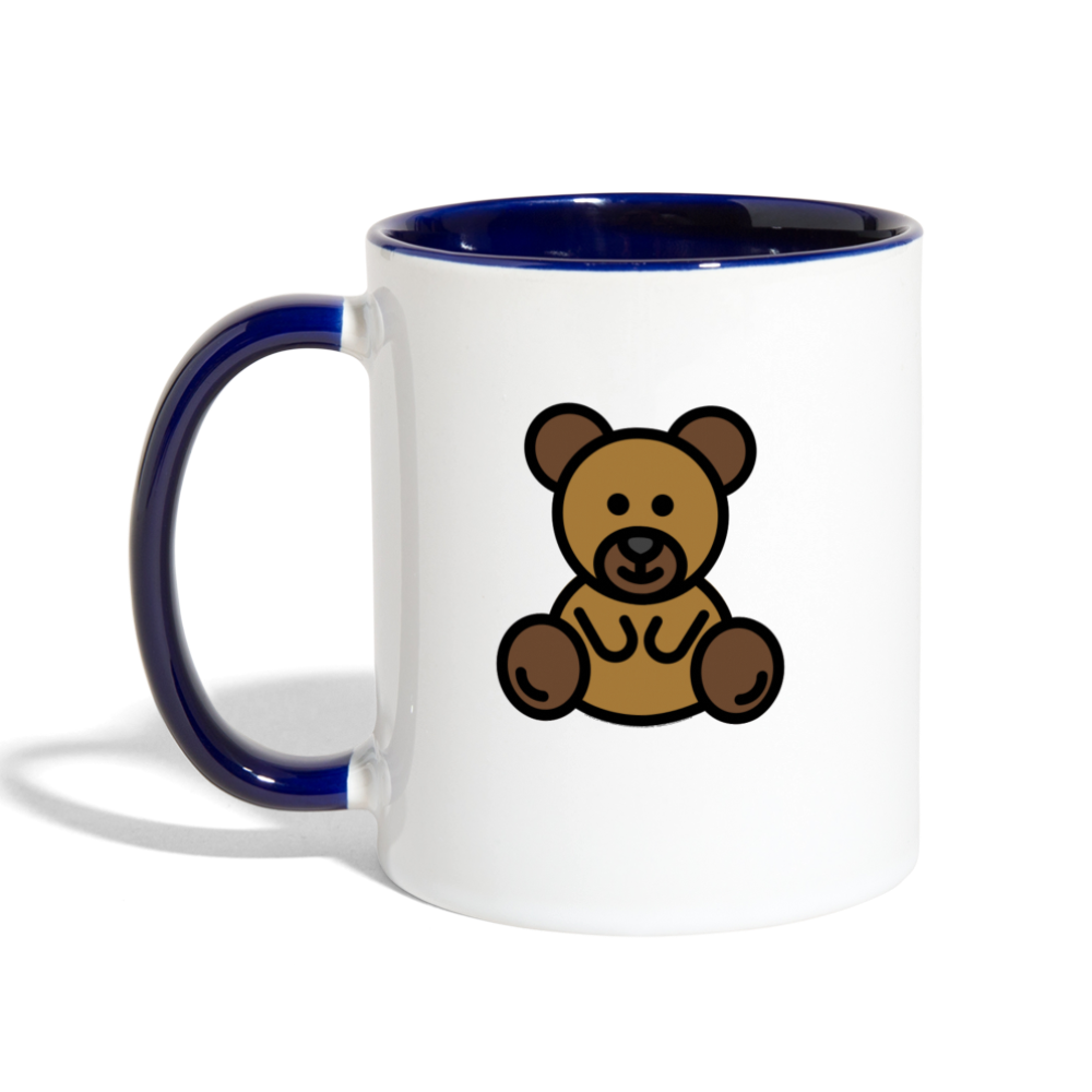 Customizable Teddy Bear Moji (Two-Sided) Contrast Coffee Mug - Emoji.Express - white/cobalt blue