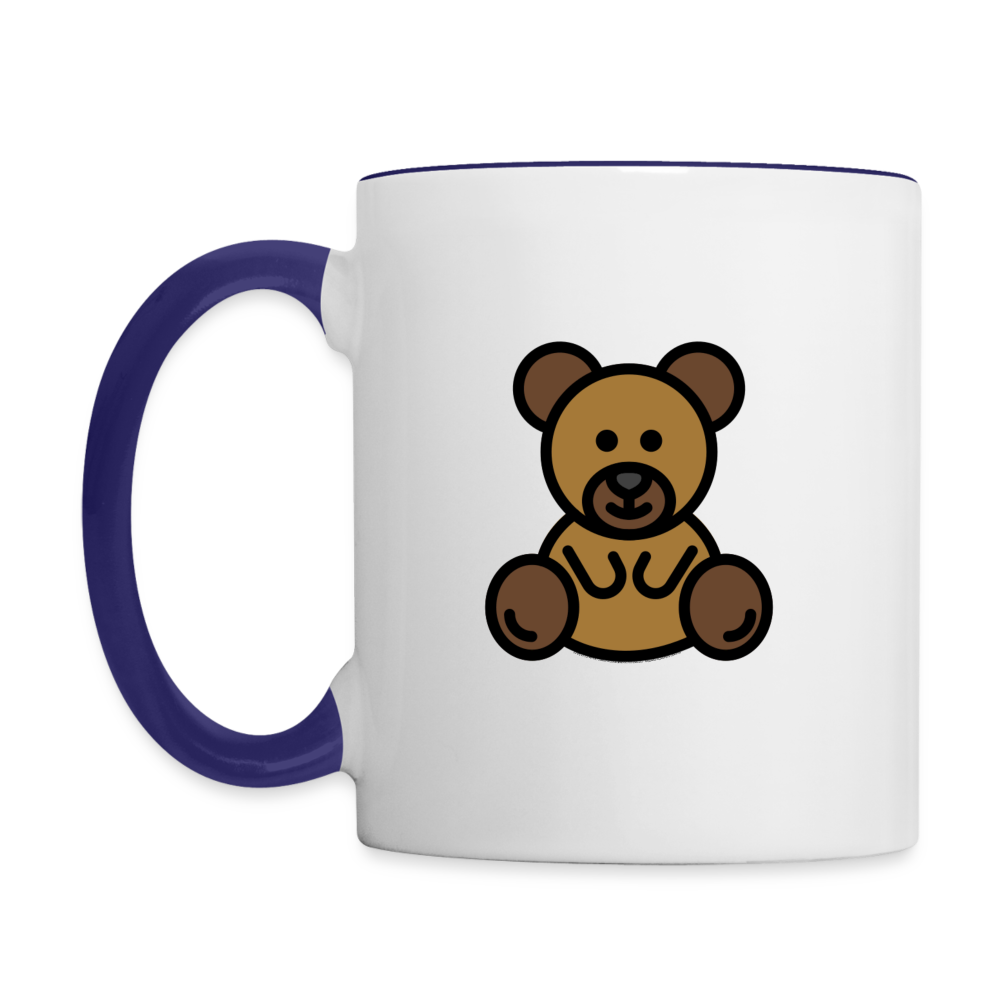 Customizable Teddy Bear Moji (Two-Sided) Contrast Coffee Mug - Emoji.Express - white/cobalt blue