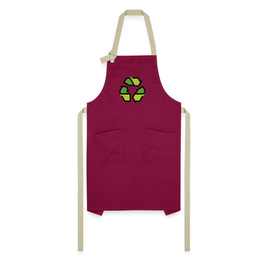 Customizable Recycling Symbol Moji Artisan Apron - Emoji.Express - burgundy/khaki