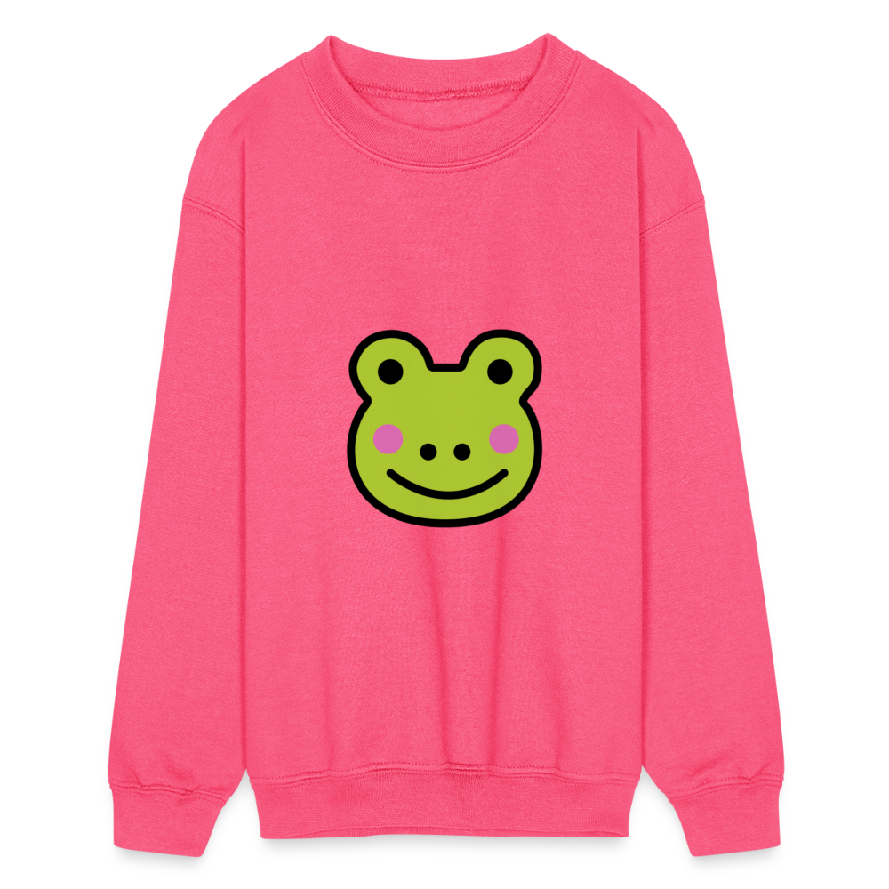 Customizable Sachi-chan Emoji Expression Character Moji Kids' Crewneck Sweatshirt - Emoji.Express - neon pink