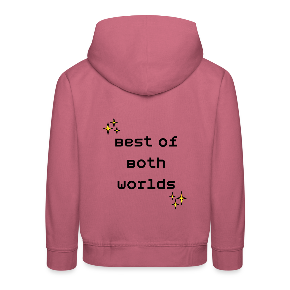 Customizable Virtual Reality Moji + Best of Both Worlds Text (Two-Sided) Kids Premium Hoodie - Emoji.Express - mauve