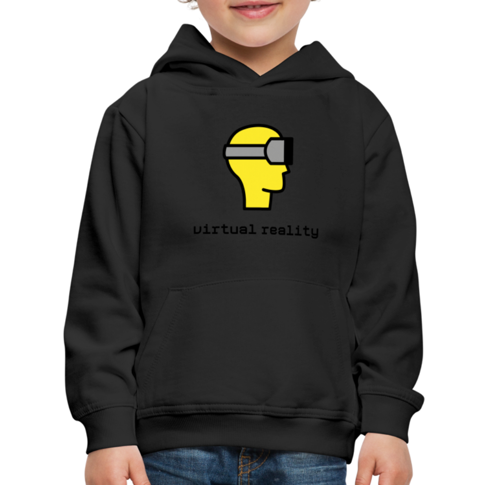 Customizable Virtual Reality Moji + Best of Both Worlds Text (Two-Sided) Kids Premium Hoodie - Emoji.Express - black