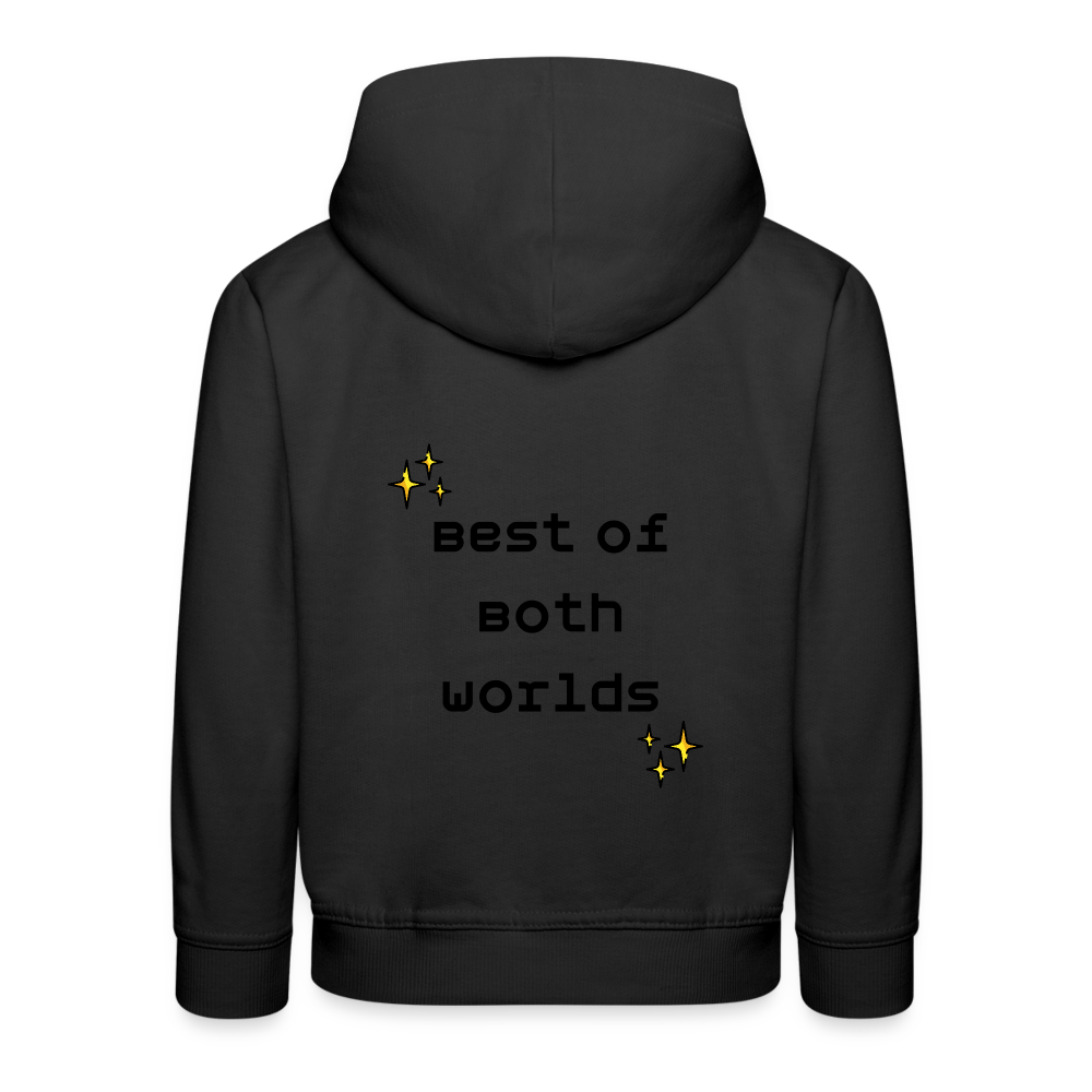 Customizable Virtual Reality Moji + Best of Both Worlds Text (Two-Sided) Kids Premium Hoodie - Emoji.Express - black