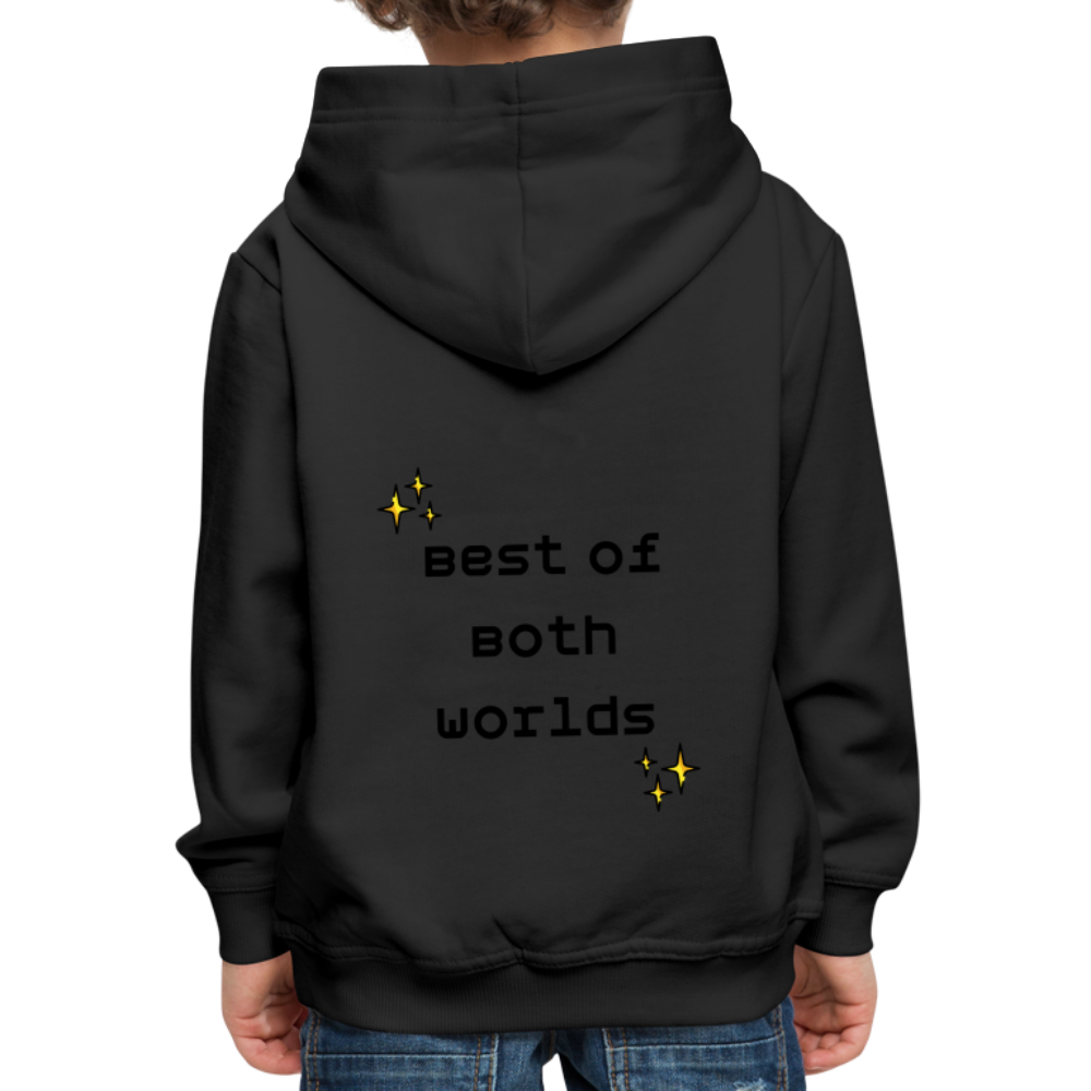 Customizable Virtual Reality Moji + Best of Both Worlds Text (Two-Sided) Kids Premium Hoodie - Emoji.Express - black