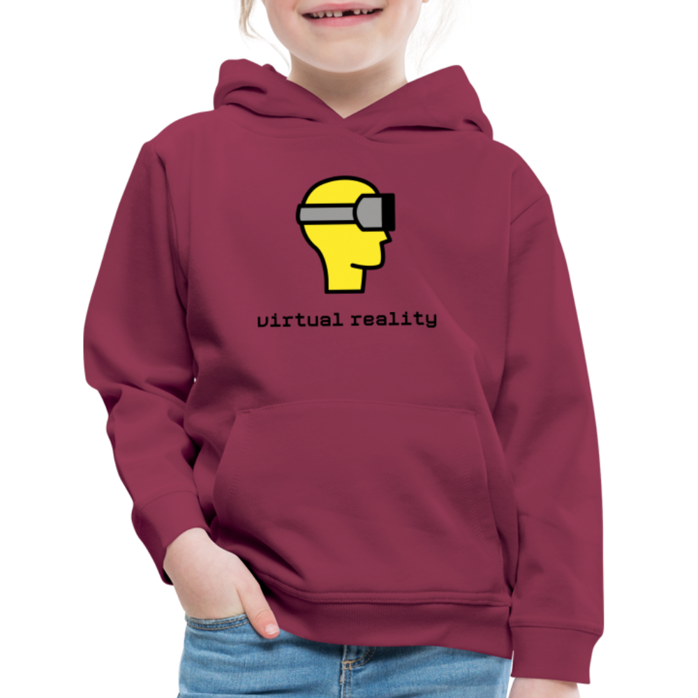 Customizable Virtual Reality Moji + Best of Both Worlds Text (Two-Sided) Kids Premium Hoodie - Emoji.Express - burgundy