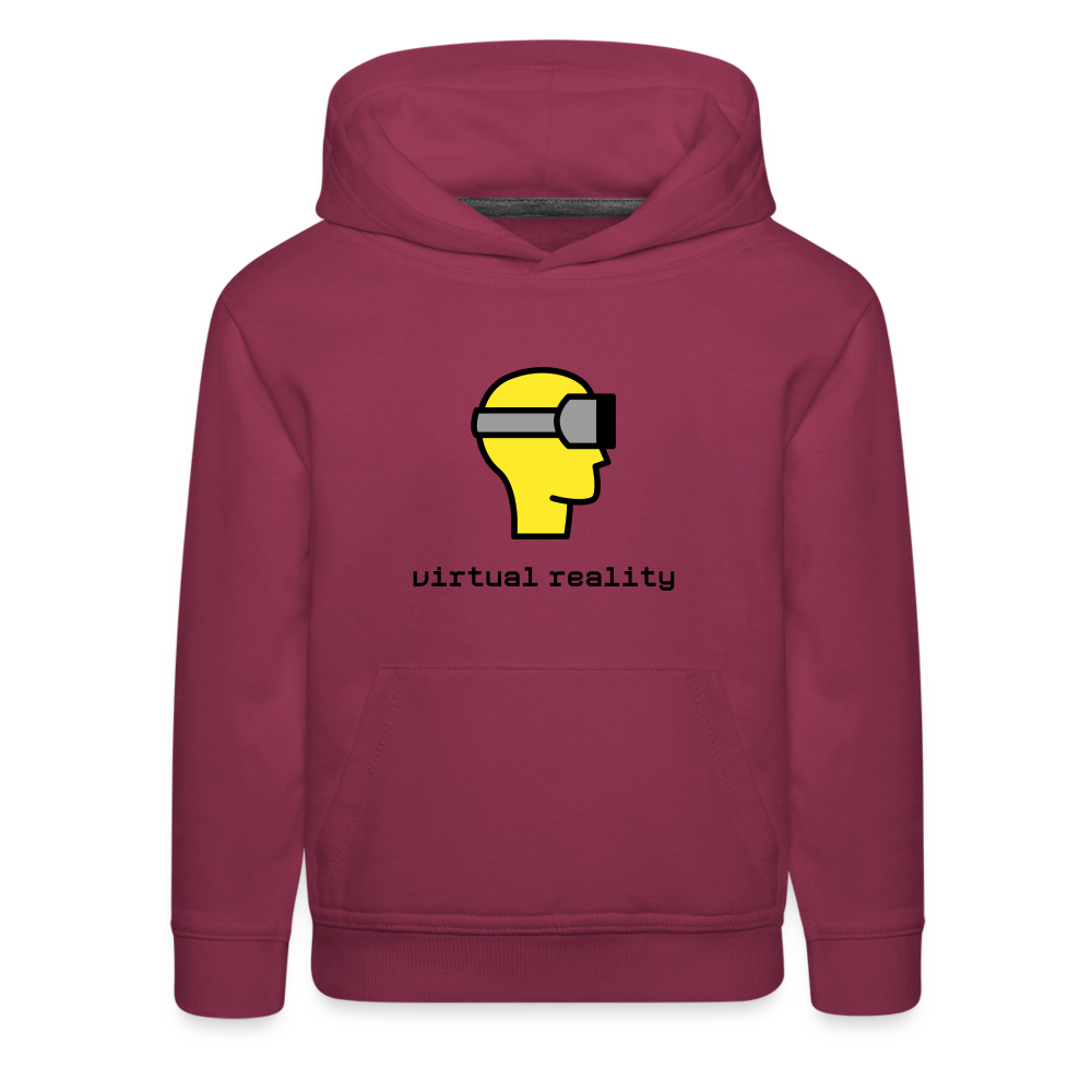 Customizable Virtual Reality Moji + Best of Both Worlds Text (Two-Sided) Kids Premium Hoodie - Emoji.Express - burgundy