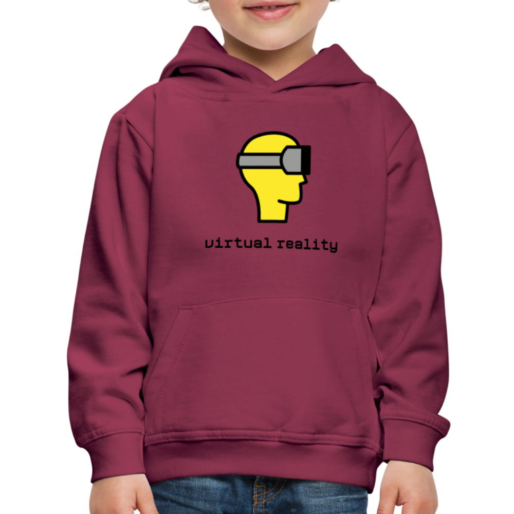 Customizable Virtual Reality Moji + Best of Both Worlds Text (Two-Sided) Kids Premium Hoodie - Emoji.Express - burgundy