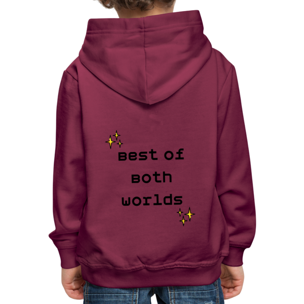 Customizable Virtual Reality Moji + Best of Both Worlds Text (Two-Sided) Kids Premium Hoodie - Emoji.Express - burgundy