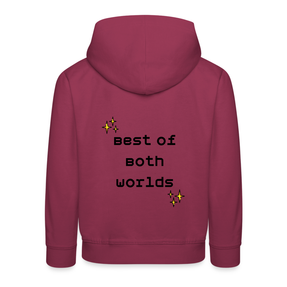 Customizable Virtual Reality Moji + Best of Both Worlds Text (Two-Sided) Kids Premium Hoodie - Emoji.Express - burgundy