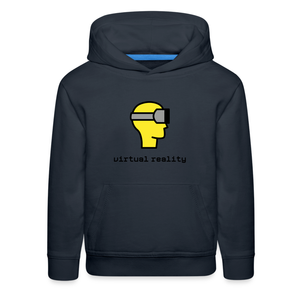 Customizable Virtual Reality Moji + Best of Both Worlds Text (Two-Sided) Kids Premium Hoodie - Emoji.Express - navy