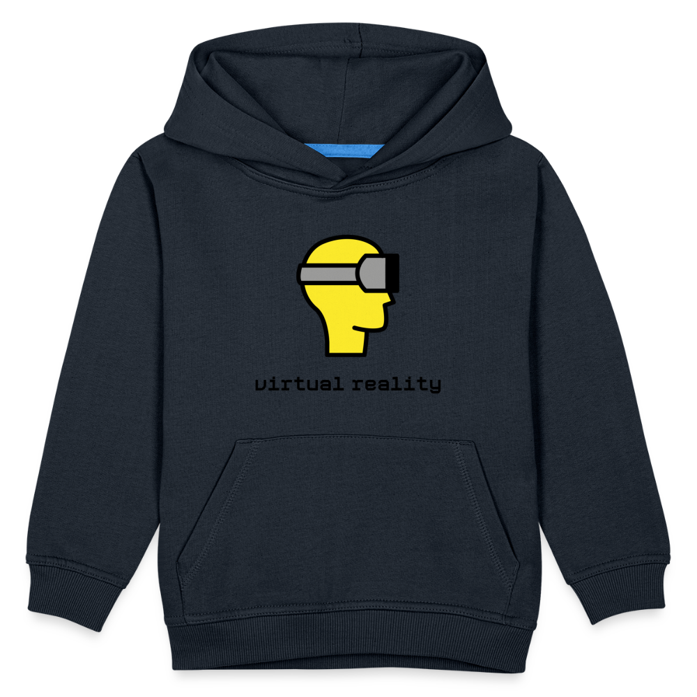 Customizable Virtual Reality Moji + Best of Both Worlds Text (Two-Sided) Kids Premium Hoodie - Emoji.Express - navy