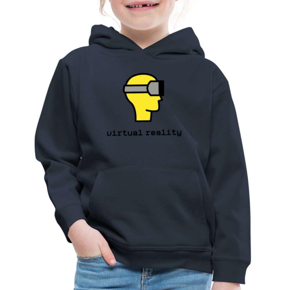 Customizable Virtual Reality Moji + Best of Both Worlds Text (Two-Sided) Kids Premium Hoodie - Emoji.Express - navy