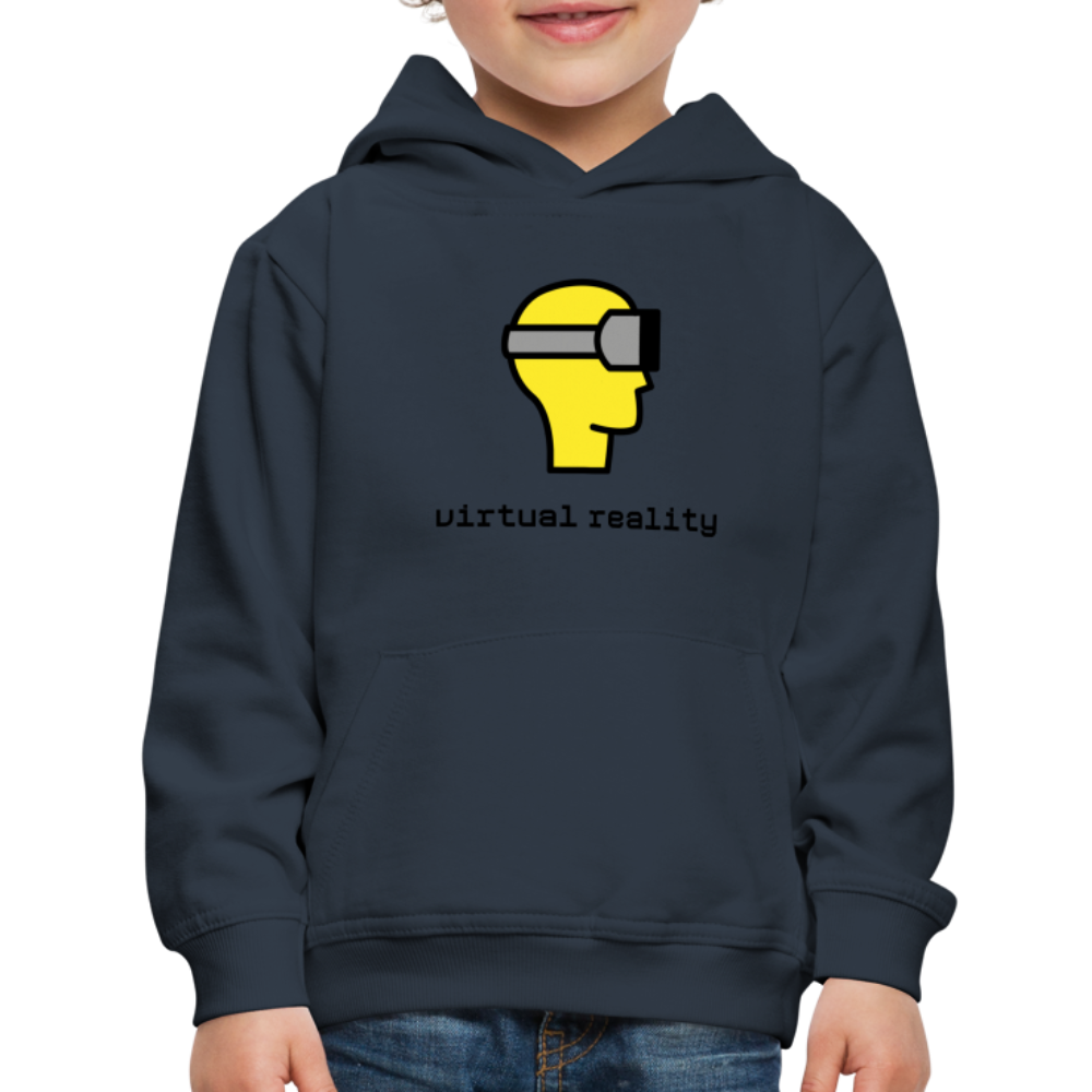 Customizable Virtual Reality Moji + Best of Both Worlds Text (Two-Sided) Kids Premium Hoodie - Emoji.Express - navy