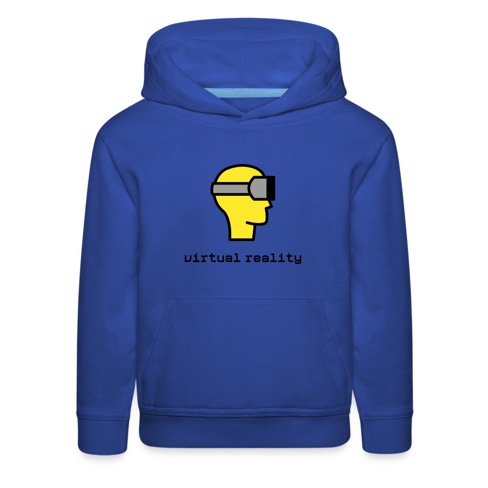 Customizable Virtual Reality Moji + Best of Both Worlds Text (Two-Sided) Kids Premium Hoodie - Emoji.Express - royal blue