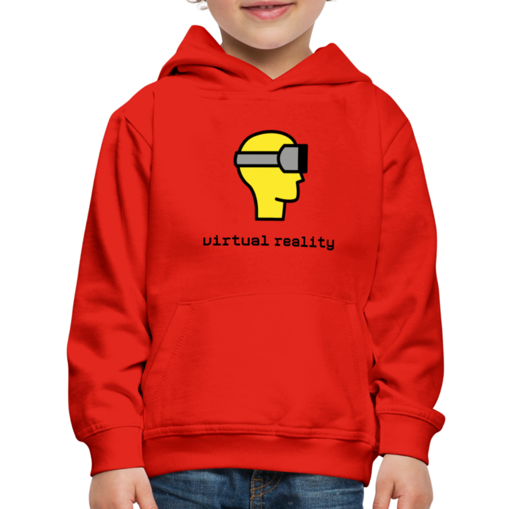 Customizable Virtual Reality Moji + Best of Both Worlds Text (Two-Sided) Kids Premium Hoodie - Emoji.Express - red