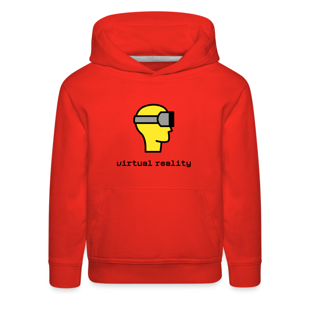 Customizable Virtual Reality Moji + Best of Both Worlds Text (Two-Sided) Kids Premium Hoodie - Emoji.Express - red