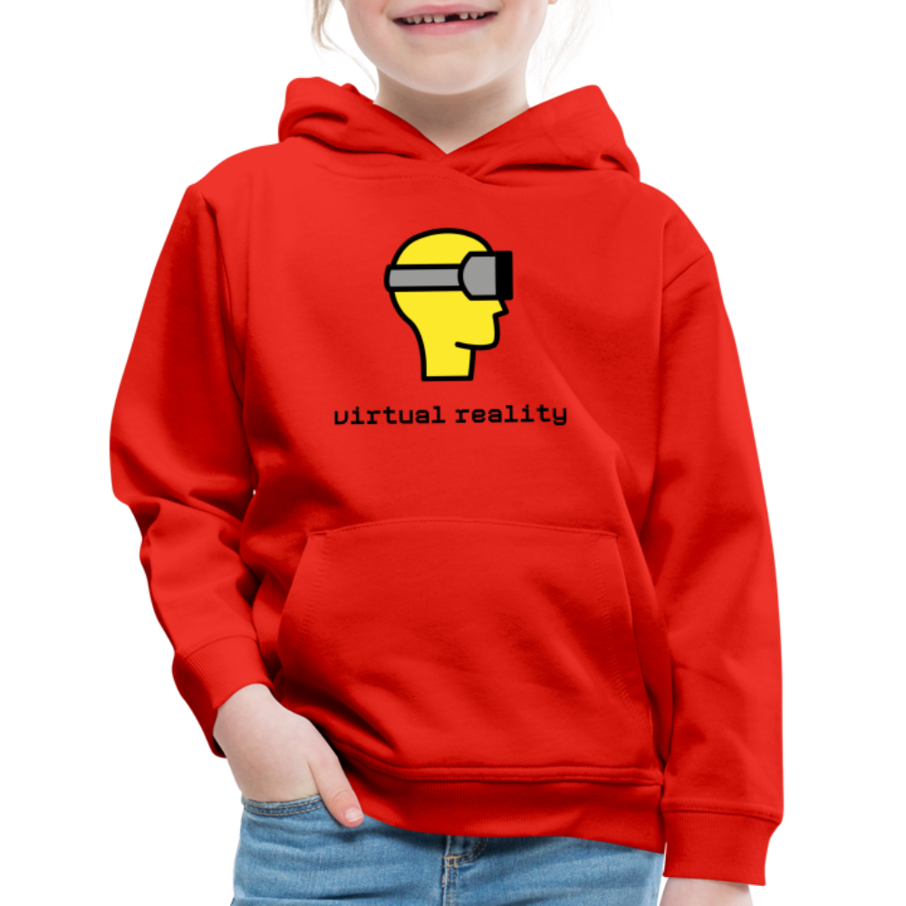 Customizable Virtual Reality Moji + Best of Both Worlds Text (Two-Sided) Kids Premium Hoodie - Emoji.Express - red