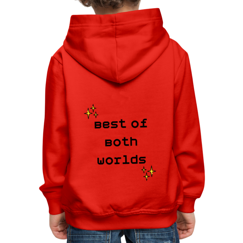 Customizable Virtual Reality Moji + Best of Both Worlds Text (Two-Sided) Kids Premium Hoodie - Emoji.Express - red