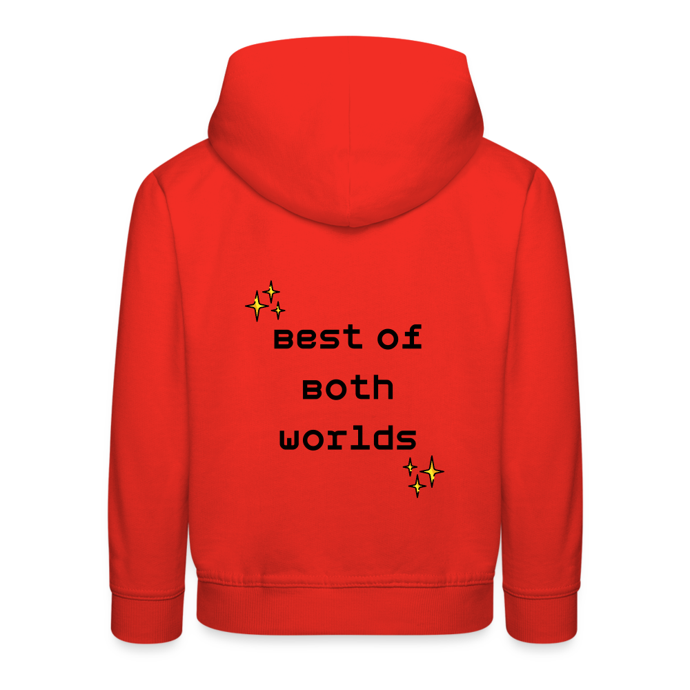 Customizable Virtual Reality Moji + Best of Both Worlds Text (Two-Sided) Kids Premium Hoodie - Emoji.Express - red