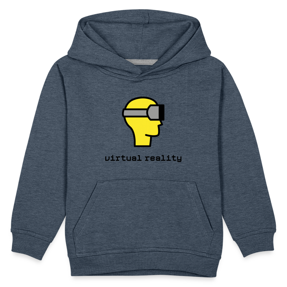 Customizable Virtual Reality Moji + Best of Both Worlds Text (Two-Sided) Kids Premium Hoodie - Emoji.Express - heather denim
