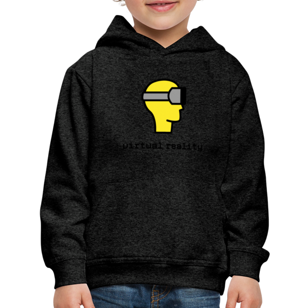 Customizable Virtual Reality Moji + Best of Both Worlds Text (Two-Sided) Kids Premium Hoodie - Emoji.Express - charcoal grey