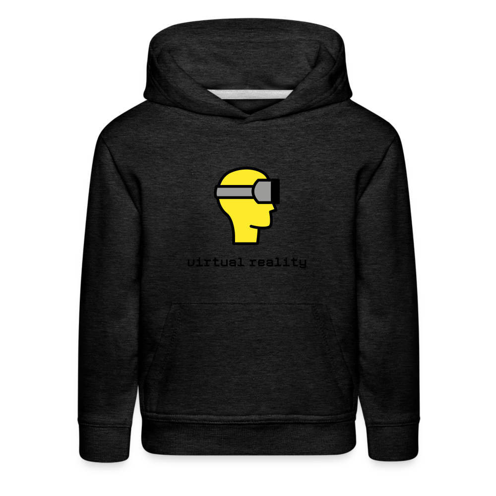 Customizable Virtual Reality Moji + Best of Both Worlds Text (Two-Sided) Kids Premium Hoodie - Emoji.Express - charcoal grey