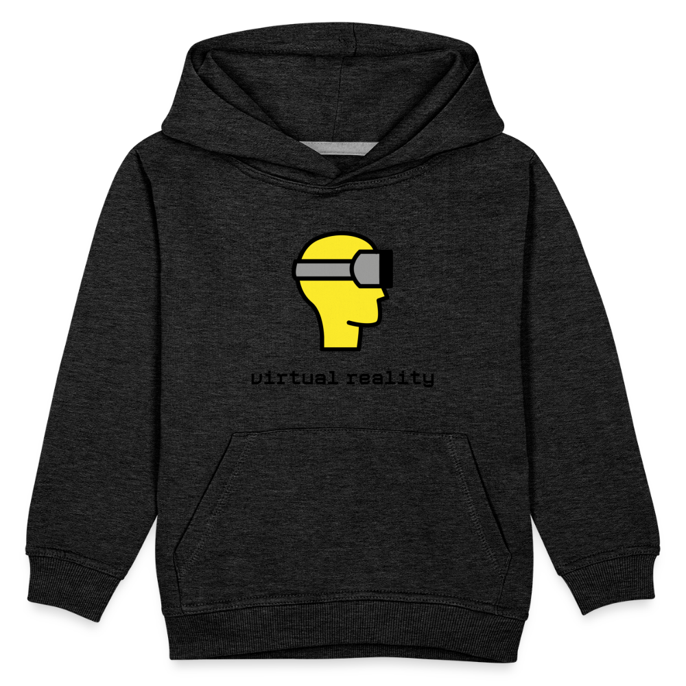 Customizable Virtual Reality Moji + Best of Both Worlds Text (Two-Sided) Kids Premium Hoodie - Emoji.Express - charcoal grey