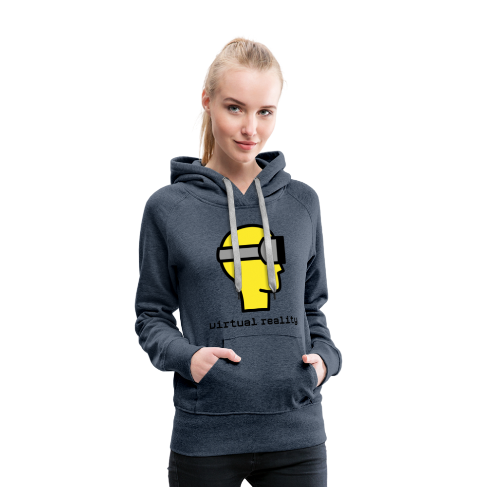 Customizable Virtual Reality Moji + Best of Both Worlds Text (Two-Sided) Women’s Premium Hoodie - Emoji.Express - heather denim