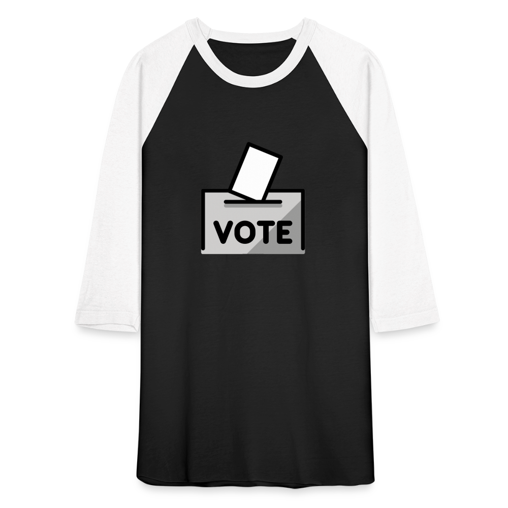 Customizable Ballot Moji with Vote Text Emoji Expression Unisex Baseball T-Shirt - Emoji.Express - black/white