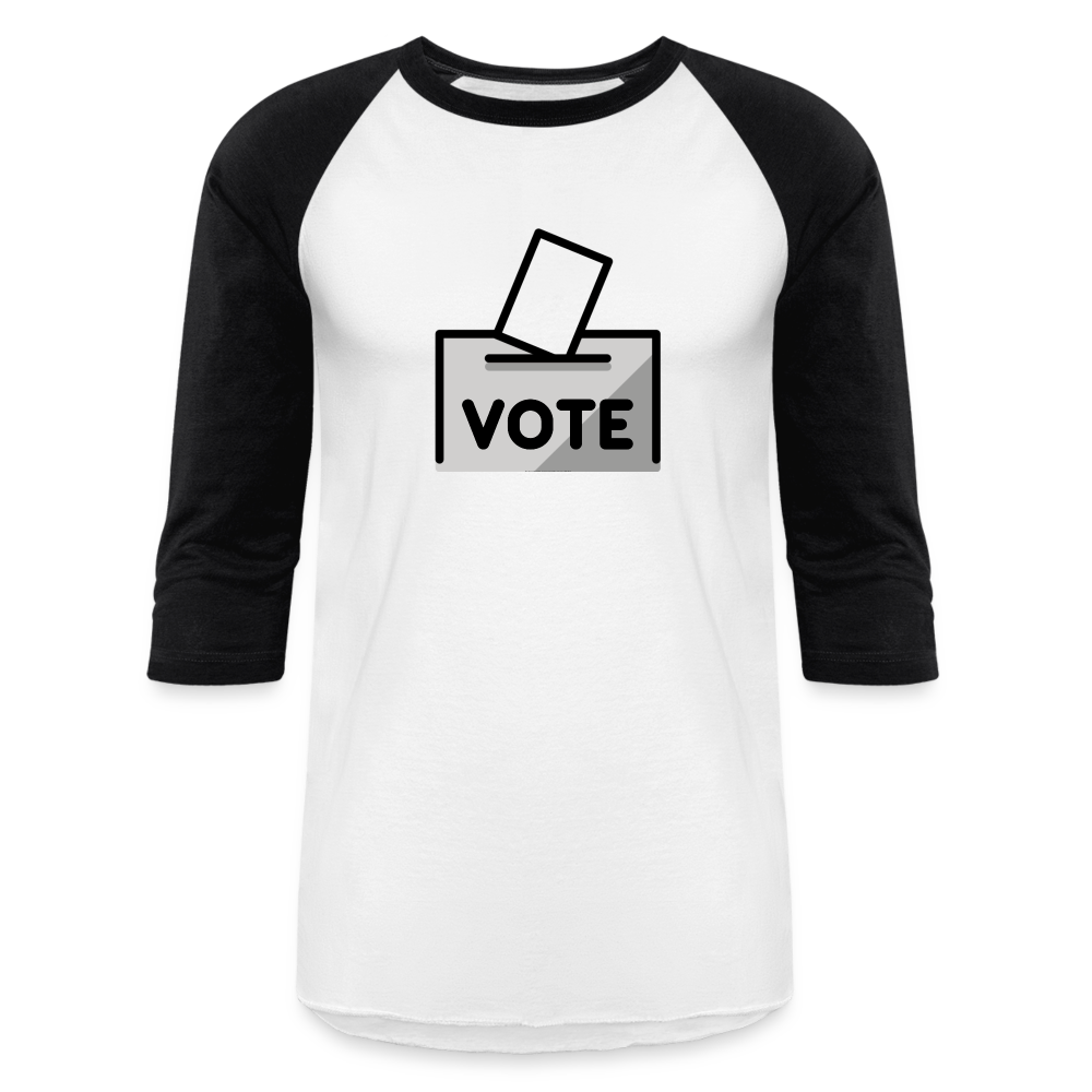 Customizable Ballot Moji with Vote Text Emoji Expression Unisex Baseball T-Shirt - Emoji.Express - white/black
