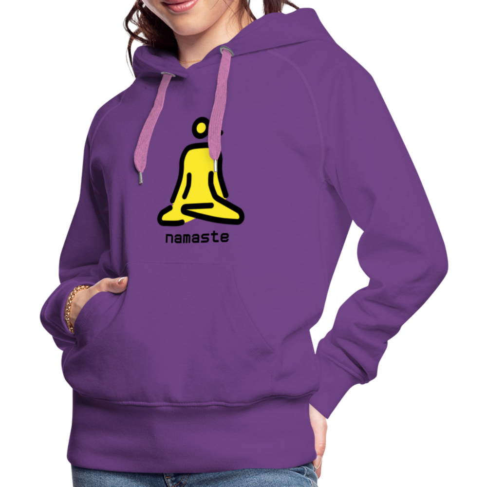 Customizable Woman in Lotus Position Moji + Namaste Text Women’s Cut Premium Hoodie - Emoji.Express - purple