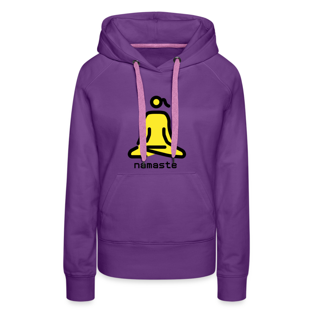 Customizable Woman in Lotus Position Moji + Namaste Text Women’s Cut Premium Hoodie - Emoji.Express - purple