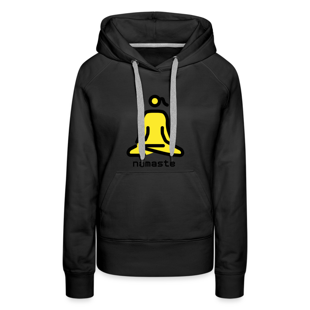 Customizable Woman in Lotus Position Moji + Namaste Text Women’s Cut Premium Hoodie - Emoji.Express - black
