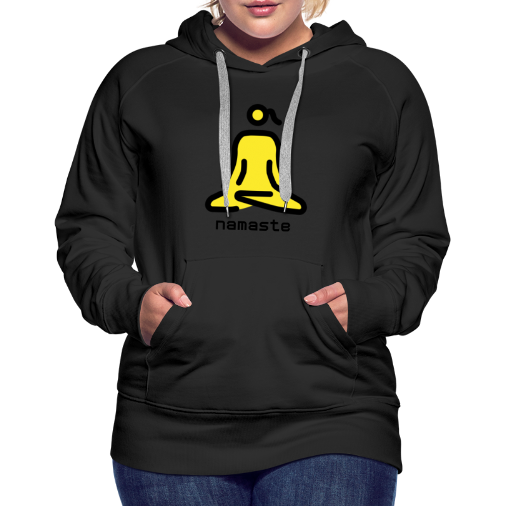Customizable Woman in Lotus Position Moji + Namaste Text Women’s Cut Premium Hoodie - Emoji.Express - black