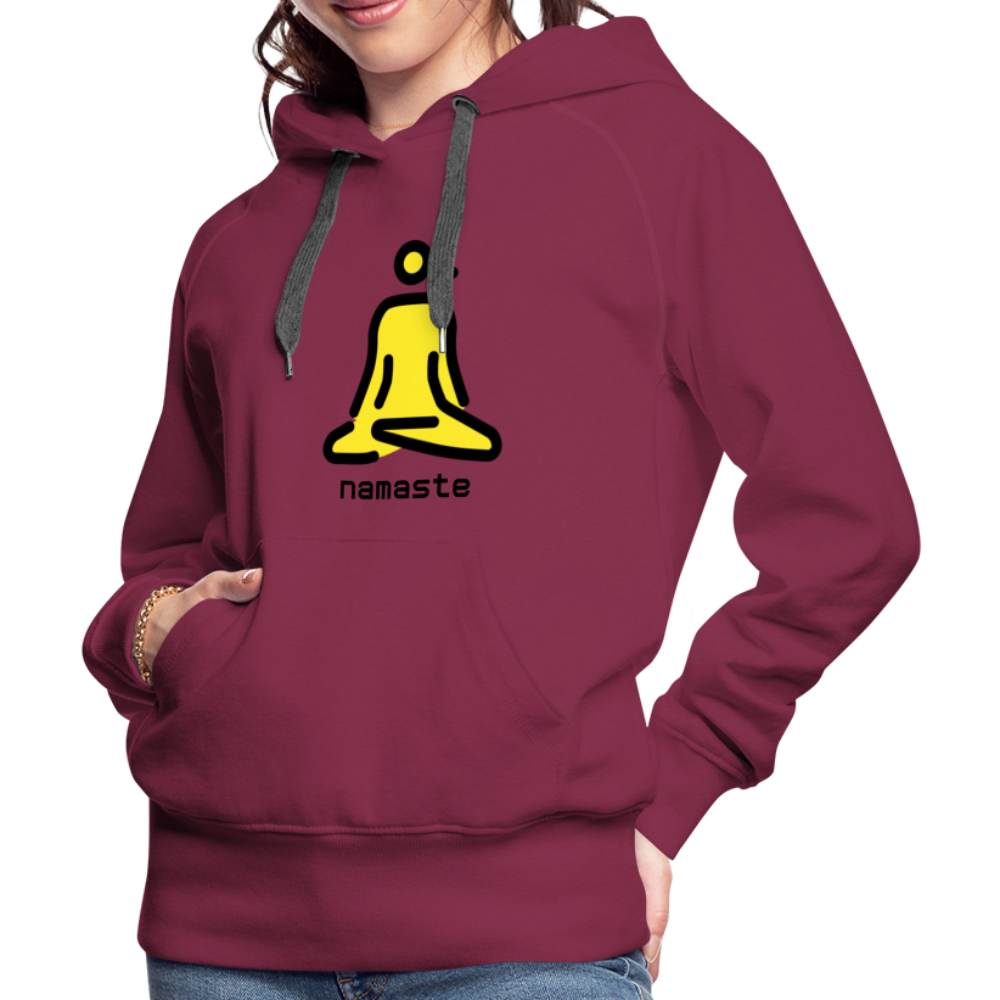 Customizable Woman in Lotus Position Moji + Namaste Text Women’s Cut Premium Hoodie - Emoji.Express - burgundy