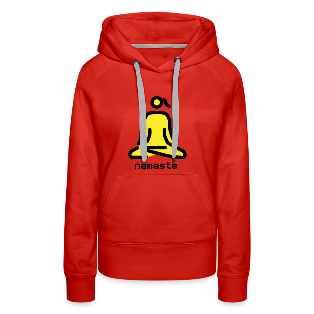 Customizable Woman in Lotus Position Moji + Namaste Text Women’s Cut Premium Hoodie - Emoji.Express - red