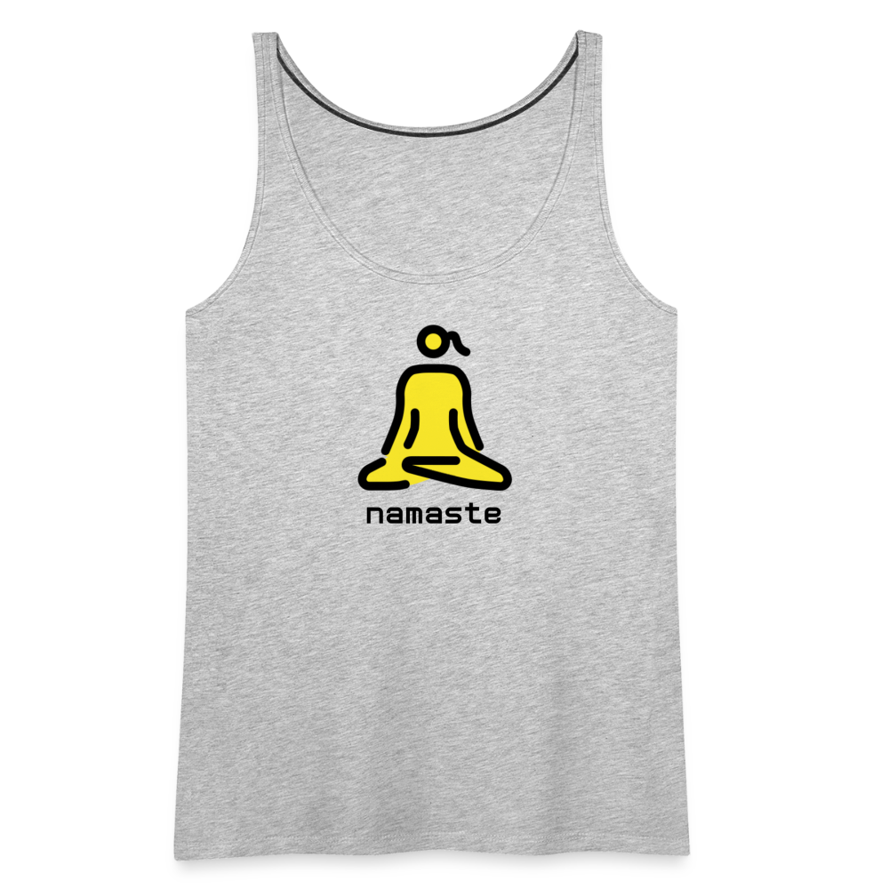 Customizable Woman in Lotus Position Moji + Namaste Text Women’s Cut Premium Tank Top - Emoji.Express - heather gray