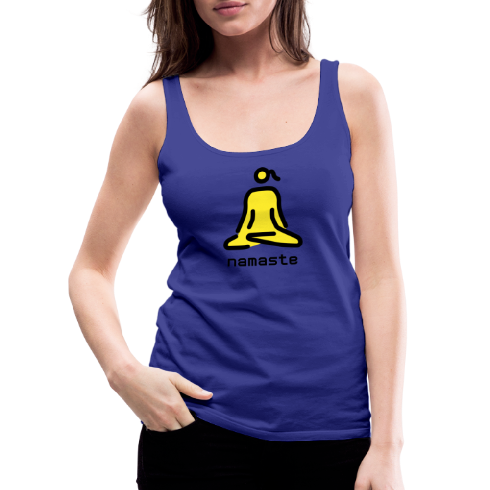 Customizable Woman in Lotus Position Moji + Namaste Text Women’s Cut Premium Tank Top - Emoji.Express - royal blue