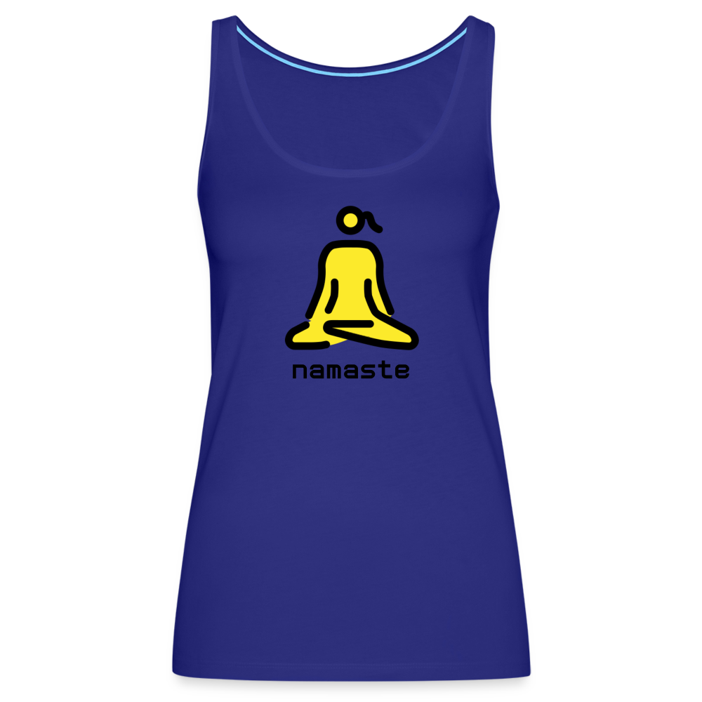 Customizable Woman in Lotus Position Moji + Namaste Text Women’s Cut Premium Tank Top - Emoji.Express - royal blue