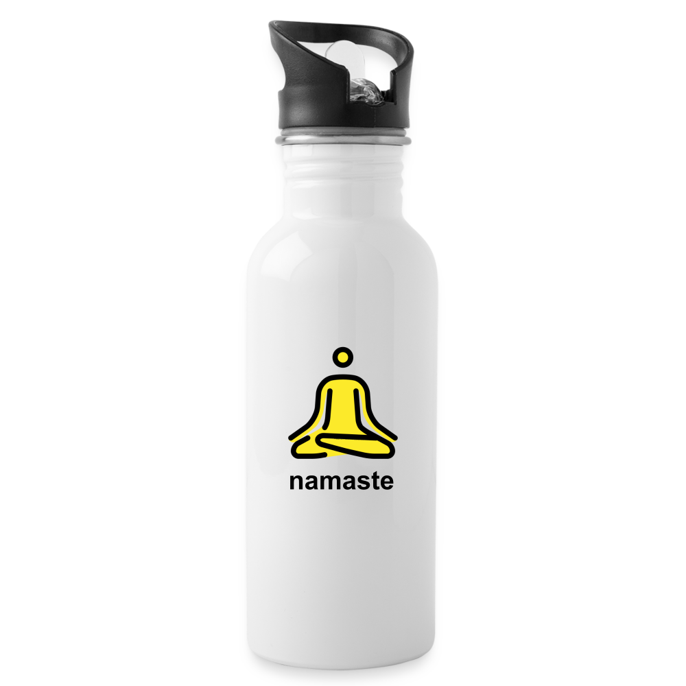 Customizable Person in Lotus Position Moji + Namaste Text Water Bottle - Emoji.Express - white