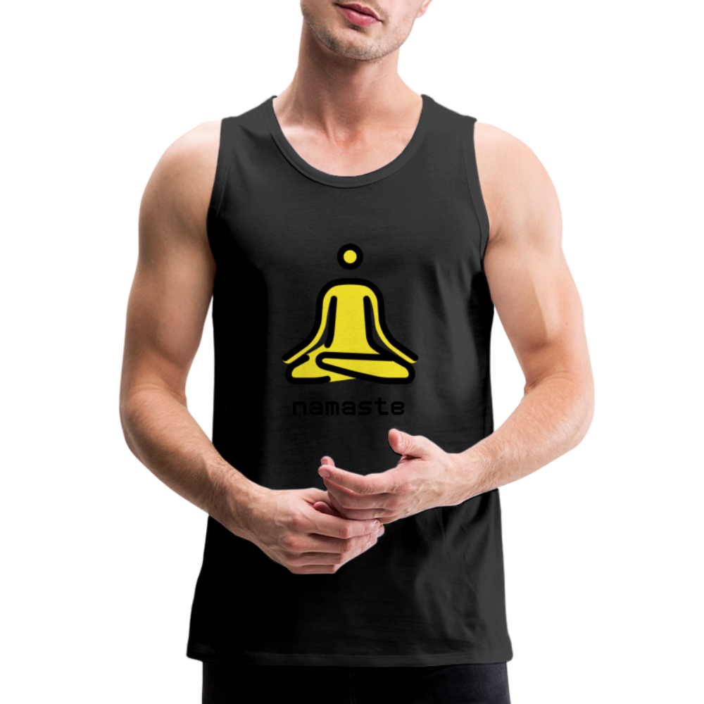 Customizable Person in Lotus Position Moji + Namaste Text Men's Cut Premium Tank - Emoji.Express - black