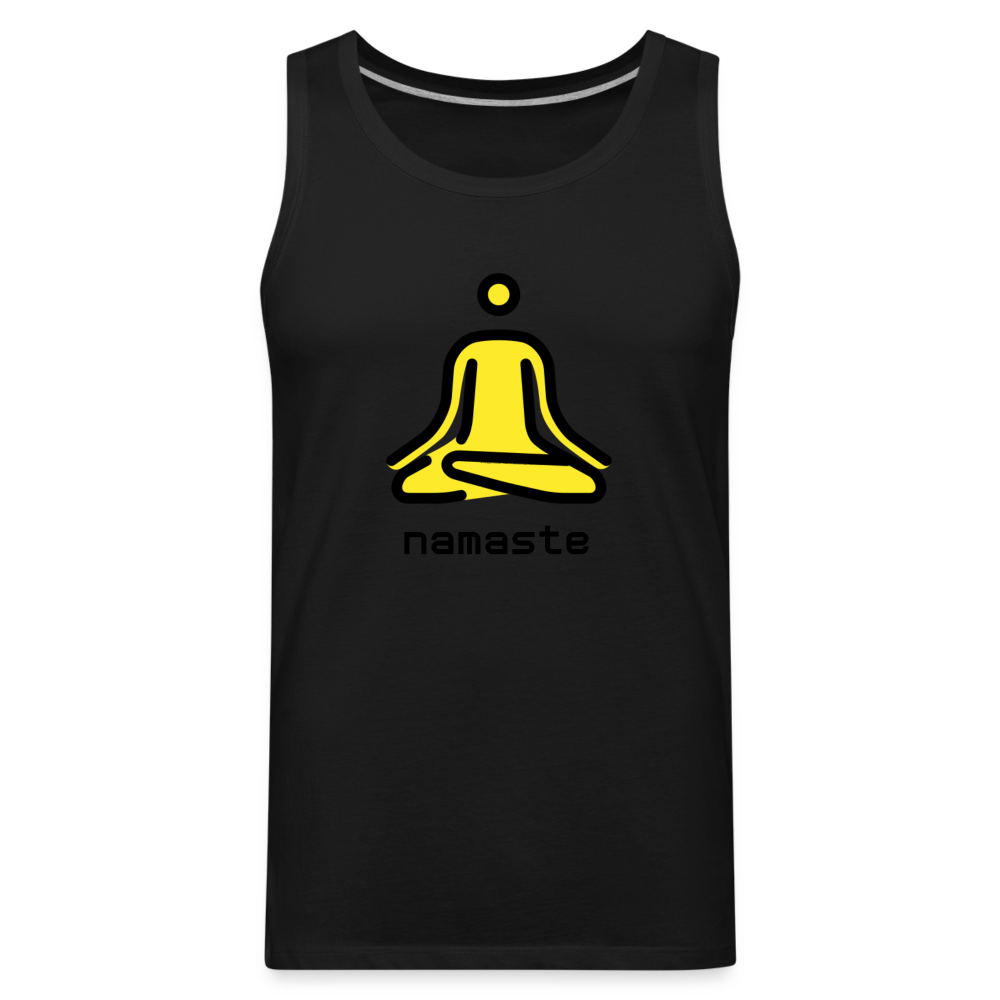 Customizable Person in Lotus Position Moji + Namaste Text Men's Cut Premium Tank - Emoji.Express - black