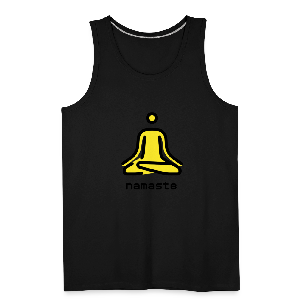 Customizable Person in Lotus Position Moji + Namaste Text Men's Cut Premium Tank - Emoji.Express - black